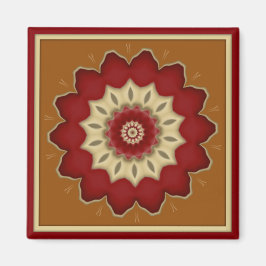 Rote und leichte Gold Floral Star Kaleidoskop Magnet