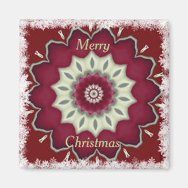 Rote und leichte Gold Floral Star Kaleidoskop Magnet