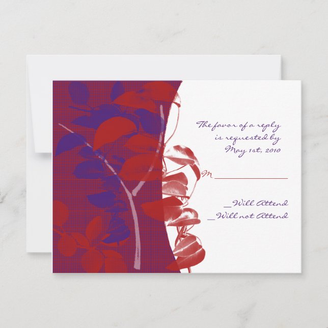 rote und Lila Design-Antwortkarte RSVP Karte (Vorderseite)