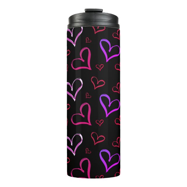 Rote und Lila Herzen Thermosbecher (Vorderseite)