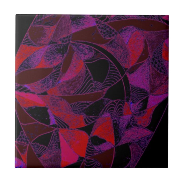 Rote und lila Vintage Fliesen des befleckten (Vorderseite)