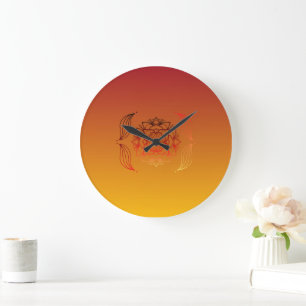 Rote und orange Abstrakte Leinwand, Ätherische Bes Große Wanduhr
