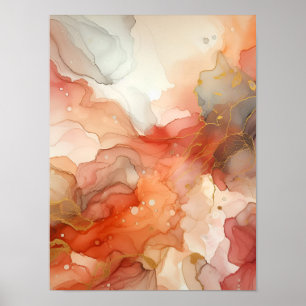 Rote und orange Alkoholtinte Poster