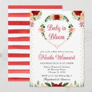 Rote und Orange Rosen Blumen Herz Baby Shower Einladung