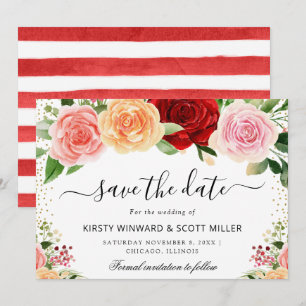 Rote und orange Rosen Sommerblumen Hochzeit Save The Date