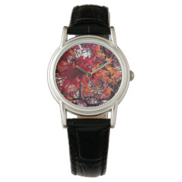 Rote und orangefarbene Blätter Armbanduhr