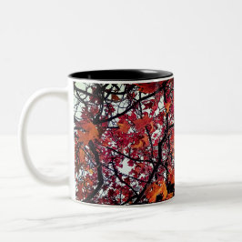 Rote und orangefarbene Blätter Zweifarbige Tasse