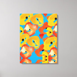 Rote und orangefarbene Mohnblumen Leinwanddruck