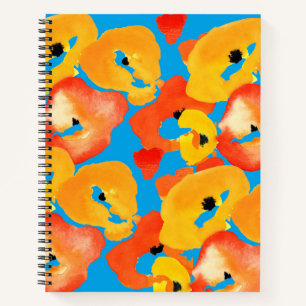 Rote und orangefarbene Mohnblumen Notizbuch
