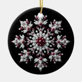 Rote und Perle Snowflake-Familie Keramik Ornament