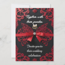 Rote und romantische, elegante Hochzeitseinladung