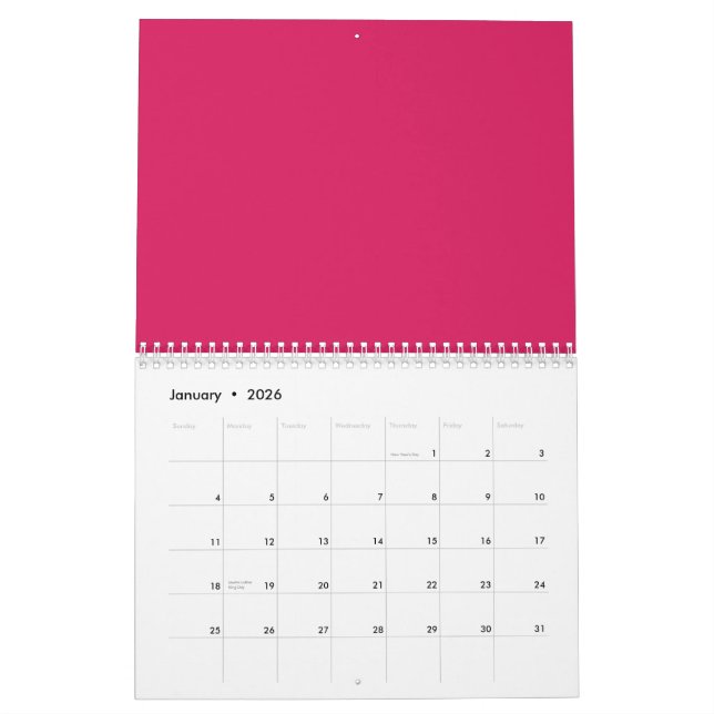 Rote und rosa Blume mit üppig grünem l Kalender (Jan 2026)