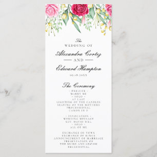 Rote und rosa Blumenhochzeit Programm