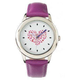 Rote und rosa Herzen Armbanduhr