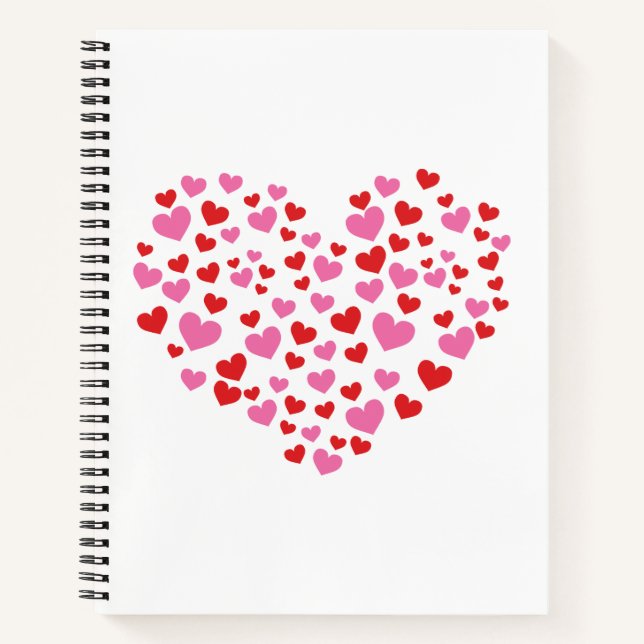 Rote und rosa Herzen Notizbuch (Vorderseite)