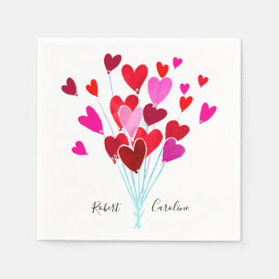 Rote und rosa Herzen personalisierter Valentinstag Serviette