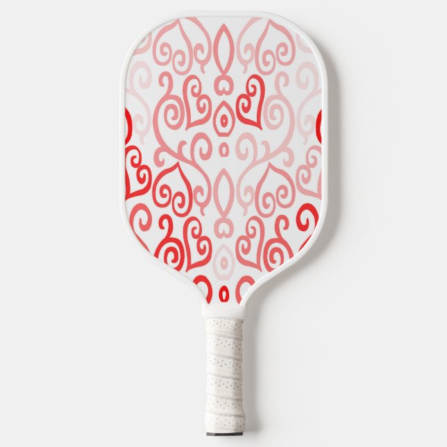 Rote und rosa Herzen Pickleball Schläger (Vorderseite)