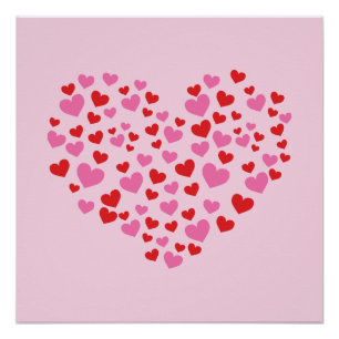 Rote und rosa Herzen Poster