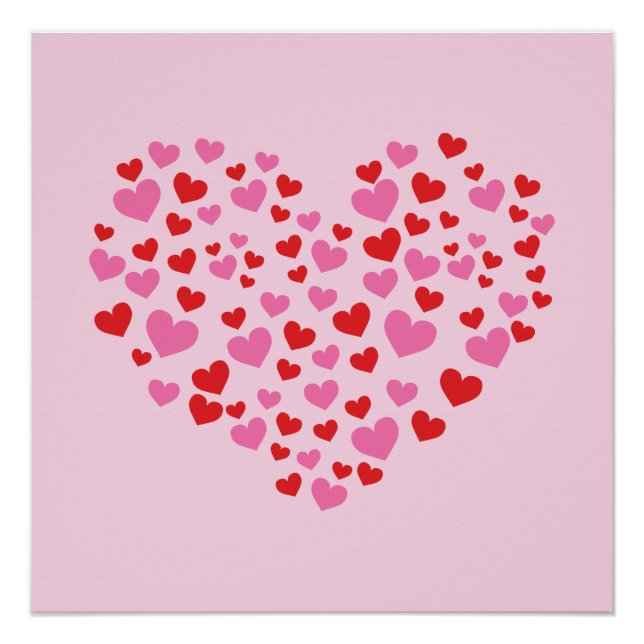 Rote und rosa Herzen Poster (Vorderseite)