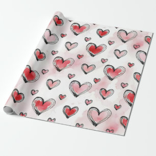 Rote und rosa Herzen Valentinstag Geschenkpapier