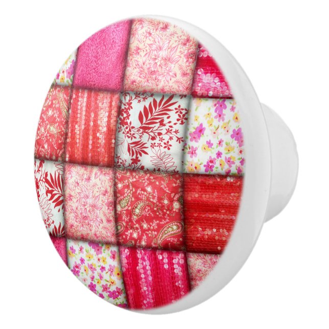 Rote und rosa Imitate Muster - Muster Keramikknauf (Rechts)