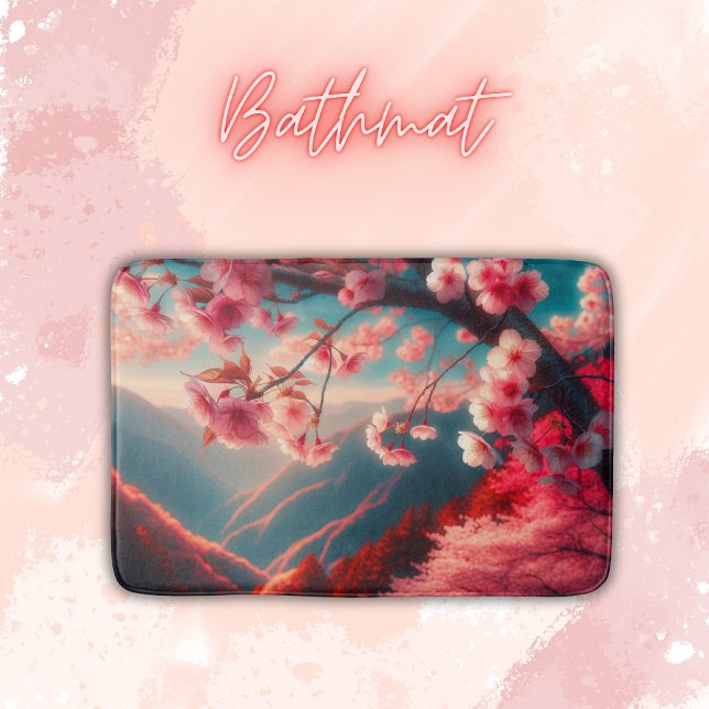 Rote und rosa Kirschblüten | Badematte (Von Creator hochgeladen)