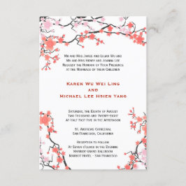 Rote und rosa Kirschblüten Orientalische Hochzeit Einladung