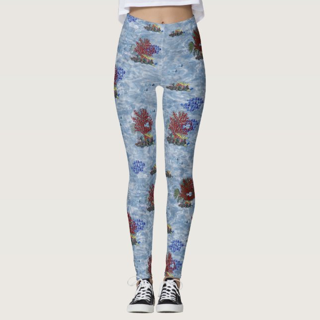 Rote und rosa Korallen unter Wasser Wiederholung D Leggings (Vorderseite)