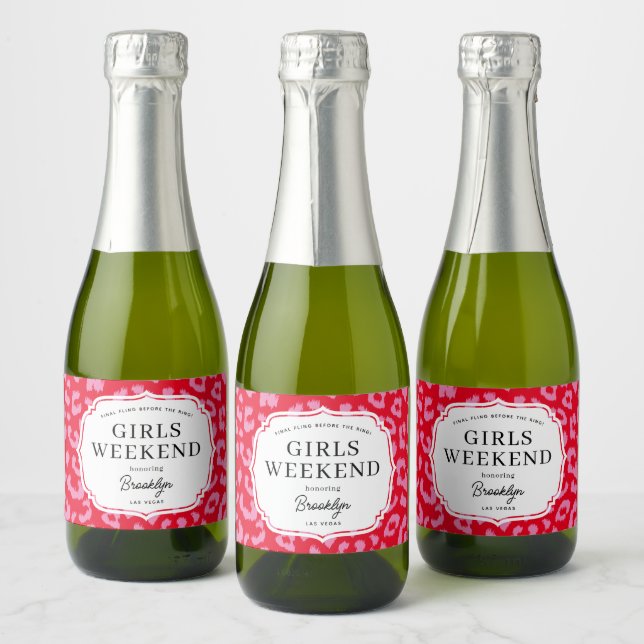 Rote und rosa Leopard TierdruckGirls Wochenende (Flaschen)