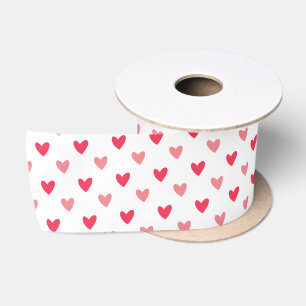 Rote und rosa LIEBE Herz-Muster Satinband