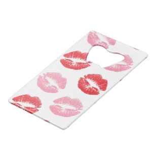 Rote und rosa Lippen, Lippenmuster, Lippenstift, K Geldbeutel Flaschenöffner