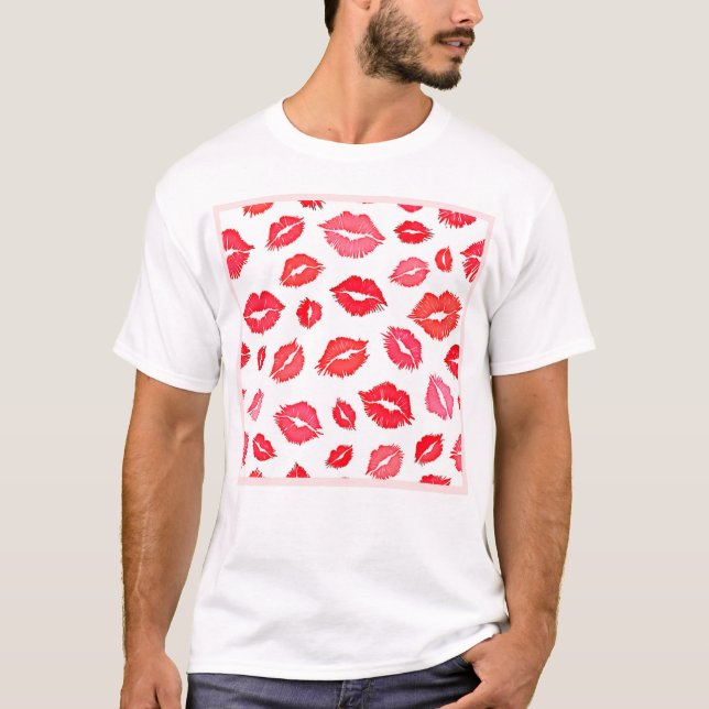 Rote und rosa Muster Art T-Shirt (Vorderseite)