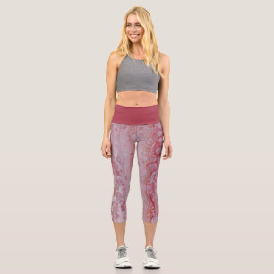 Rote und rosa Splotten Capri Leggings
