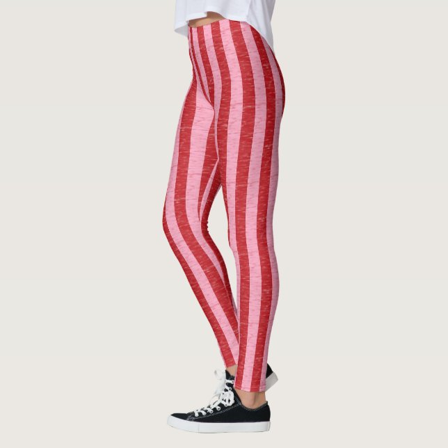 Rote und rosa Streifen Leggings (Links)