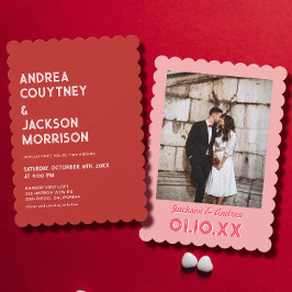 Rote und rosa Valentine Wedding Einladung