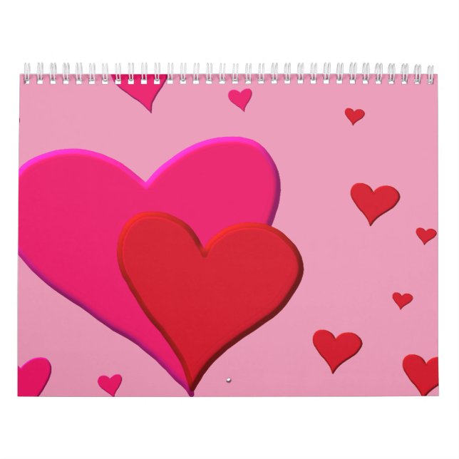 Rote und rosa Valentinsgrußherzen Kalender (Titelbild)