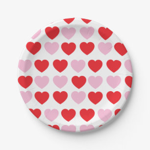 Rote und rosa Valentinstag Herz Pappteller