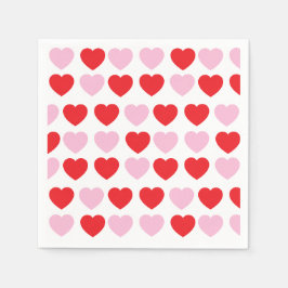 Rote und rosa Valentinstag Herz Serviette