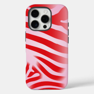 Rote und rosa Zebra Druckstreifen iPhone 16 Pro Hülle