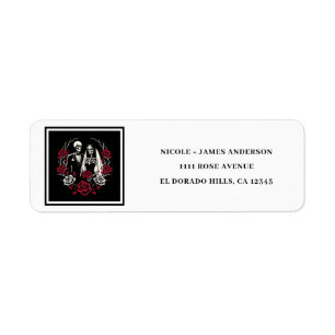 Rote und Schwarz-weiße Rose Skeleton Couple Weddin