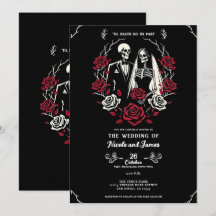 Rote und Schwarz-weiße Rose Skeleton Couple Weddin