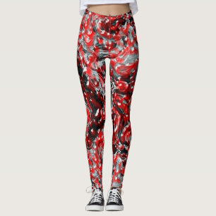 Rote und schwarze abstrakte flüssige Gore-Leggings Leggings