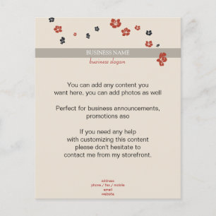 Rote und schwarze Blume auf Beige Elegant Flyer