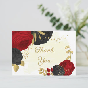 Rote und schwarze Blume Botanikhochzeit Dank Dankeskarte