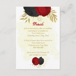 Rote und schwarze Blume, botanische Hochzeit Begleitkarte