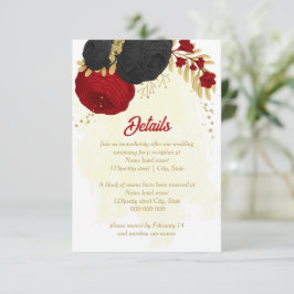 Rote und schwarze Blume, botanische Hochzeit Begleitkarte