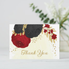 Rote und schwarze Blume, botanische Hochzeit Dankeskarte