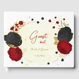 Rote und schwarze Blume, botanische Hochzeit Gästebuch