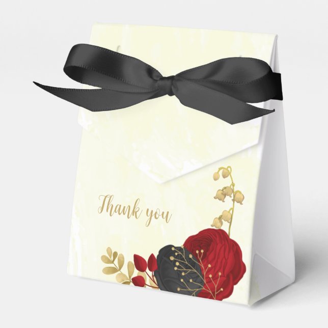 Rote und schwarze Blume, botanische Hochzeit Geschenkschachtel (Vorderseite)