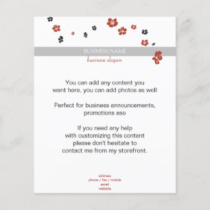 Rote und schwarze Blumen auf weißem Elegant Flyer